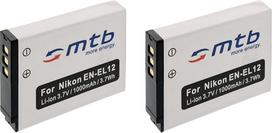 2 x EN-EL12 baterijos, suderinamos su Nikon KeyMission 170, 360 // Coolpix A1000, AW100, AW130, B600, P300, S70, S610, S610c