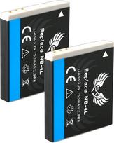 2 x SK baterija Canon NB-4L | 750 mAh | skirta Canon Digital IXUS 65 80 is 100 is 255 HS i7 Zoom // PowerShot SD600 SD1000 SD1400 is ELPH 330 HS TX1 // NB-4LH