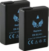 2 x SK baterija Nikon EN-EL14 | 1300 mAh | EN-EL14A, skirta Nikon D3100 D3200 D3400 D3500 D5100 D5300 D5500 D5600 DF // CoolPix P7100 P7700 P780 0 JAV