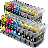 20 Comp. XL spausdintuvo kasetės, pakeičiančios Brother LC-123BK (juoda) / LC-123C (žydra) / LC-123M (purpurinė) / LC-123Y (geltona)
