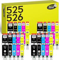 20 spausdintuvo kasečių, suderinamų su "Canon" PGI-525 / CLI-526, skirtų "Pixma" IP4850 IP4950 IX6550 MG5140 MG5150 MG5240 MG5250 MG5300 MG5340 MG5350 MX715 MX885 MX895 10