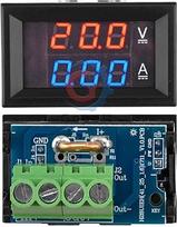 20A / 50A Eingebauter Shunt skaitmeninis voltmetras Amperemeter DC7-100V Volt Amp Meter 0,28 Zoll Dual LED ekrano skydelis Spannung Strom Tester (20A raudona-mėlyna)