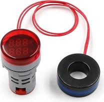 22mm AC 20-500V 0-100A Runde skaitmeninis voltmetras Amperemeter Amp Volt Spannung Tester Meter Dual LED Anzeige Lampe Licht (raudona)