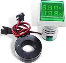 22mm VA LED dvigubas ekranas Quadratische Spannung Und Strom Meter AC50-500V 0-100A Skaitmeninis Volt Amp Anzeige Tester Detektor (žalias)