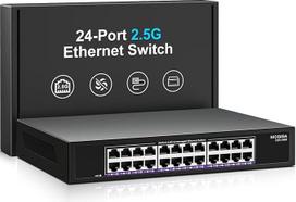 24 prievadų 2.5Gb Ethernet komutatorius, nevaldomas, NICGIGA 24 prievadų 2.5G tinklo komutatorius, "Plug & Play", montuojamas staliniame kompiuteryje arba 19 colių stove, metalinis dizainas be ventiliatoriaus.