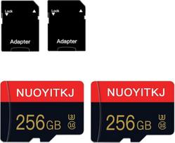 256GB Micro SD kortelė 10 klasės atminties kortelės su adapteriu 10 klasės didelės spartos mini SD kortelė, skirta išmaniesiems telefonams / fotoaparatams / planšetiniams kompiuteriams, 2 pakuotės