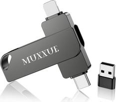 256GB USB atmintinė "iPhone" atminties kortelė be programos, "MUXXUE 3 in 1" atmintinė "iPhone" išorinė atmintis "1Phone 1Pad Android" ir kompiuteriui USB C atmintinė nuotraukoms, vaizdo įrašams ir failams