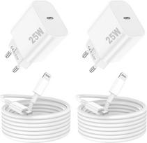 25W Cargador Carga Rapida Para 14/14 Pro/14 Pro Max/13/13 Pro/13 Pro Max/12/12 Pro/12PM/11/11PM Cargador Rápido USB C by Para Con Lightning Cable 2 Pack