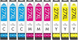 27XL spausdintuvo kasetės, suderinamos su Epson 27 27 XL spalvotomis kasetėmis (3x žydra, 3x purpurinė, 3x geltona), skirtomis Workforce WF-3620 WF-3640 WF-7110 WF-7210 WF-7610 WF-7620 WF-7710 WF-7715