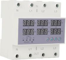 3 fazių DIN bėgių voltmetras ampermetras Automatinė apsauga nuo viršįtampių Apsauga nuo viršįtampių Srovės stabilizatorius namų apsaugai AC 390-500V (63A)