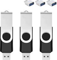 3 pakuotės 32GB USB atmintinė su C tipo adapteriu ir atminties dėžute, USB 2.0 atmintinė, 360° kampu besisukanti atmintinė mobiliajam telefonui / nešiojamajam kompiuteriui / kompiuteriui / nešiojamajam kompiuteriui / "Android" - juoda (3 pakuotės po 32 G