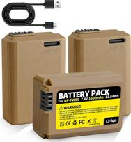 3 vnt. NP-FW50 baterijų pakuotė 1600 mAh USB Type-C įkrovimo prievadas Suderinama su "Sony ZV-E10", NEX 3/5/7 ir SLT-A serija, "Sony A7, A7SII, A7R, A7RII, A3000, A6000, A6500, A6300, A6400 A5 5, A51, A00, rx10ii
