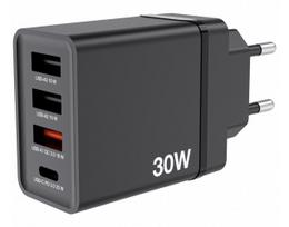 Verbatim 49700 USB Įkroviklis 30W 4-Port USB-A, USB-C, EU Plug, Juoda