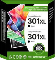 301XL juodos spalvos spausdintuvo kasetės, suderinamos su HP 301 301XL kasetėmis, skirtomis HP Envy 4500 4504 5530 5534 DeskJet 1510 2540 2544 2549 3050 2050 Officejet 2620 4630 4632 2 2622 4634 (2 pakuotės)
