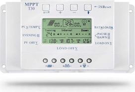 30A MPPT saulės energijos įkrovimo valdiklis 30A 12V/24V automatinis įtampos aptikimas Saulės kolektorių intelekto valdiklis su LCD ekranu USB