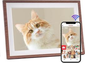 32GB FRAMEO 10,1 colio išmanusis "WiFi" skaitmeninis nuotraukų rėmelis, 1280 x 800 IPS LCD jutiklinis ekranas, automatinis pasukimas portreto ir kraštovaizdžio formatui, įdiegta "Frameo" programėlė, medžio spalvos