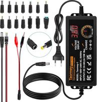 3V-36V reguliuojamas maitinimo šaltinis 2A 72W Universalus reguliuojamas maitinimo adapteris 100V-240V kintamosios srovės į nuolatinę srovę su LED įtampos ekranu ir 5,5 x 2,5 mm 16 antgalių buitinei elektronikai, nuolatinės srovės varikliui 2A Max