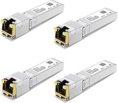 4 pakuotės SFP+ į RJ45 10GBase-T modulis, 2,5G/5G/10G varinis SFP į Ethernet tinklo siųstuvas, skirtas "Cisco SFP-10G-T-S", "Ubiquiti UniFi UF-RJ45-10G", "Meraki", "Supermicro" ir kt., iki 30 m