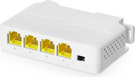 4 prievadų Gigabit PoE plėstuvas, 1 PoE įėjimas, 3 PoE išėjimai, IEEE802.3af/at PoE maitinamas perėjimo jungiklis, 10/100/1000Mbps Ethernet, DIN bėgelis ir tvirtinimas ant sienos
