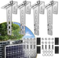 4 x balkono elektrinės laikiklis balkone su 3 mm storio 304 nerūdijančiu plienu, reguliuojamas balkono laikiklis saulės kolektoriams, saulės modulio laikiklis balkone, skirtas kvadratiniams apvaliems turėklams, balkono elektrinės tvirtinimas