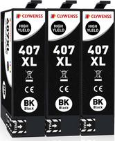 407 XL juodos spalvos spausdintuvo kasetės, suderinamos su Epson 407 407XL daugiapakuote, skirta Workforce Pro WF-4745 WF4745 WF-4745DTWF WF-4745DTWF kasetėms, 3 pakuotės | 2600 puslapių juodos spalvos