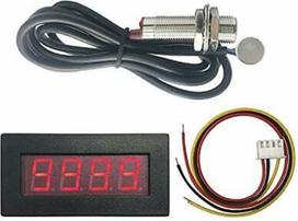 4Bit skaitmeninis LED tachometras RPM greičio matuoklis su "Hall Proximity Switch" jutikliu, DC8-24V, 5-9999RPM, mėlynos/žalios spalvos 1,4 cm ekranas, skirtas pramoninio variklio greičio matavimui