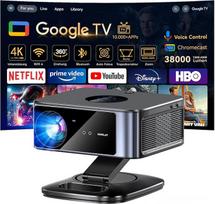 4K "Google TV" ir automatinis fokusavimas, 1500 ANSI, Full HD 1080P HORLAT išmanusis projektorius, 38000 liumenų su "WiFi 6", "Bluetooth", balso asistentu, namų kino / lauko vaizdo projektorius