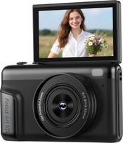 4K 64 MP skaitmeninis fotoaparatas Fotoaparatas: Fotoaparatas: 16X skaitmeninis priartinimas Kompaktiškas fotoaparatas su 2 colių IPS sulankstomu ekranu Fotoaparatas - dovana pradedantiesiems paaugliams - mini retro vaizdo kamera (be SD kortelės)