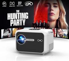 4K išmanusis projektorius su HDMI eARC/CEC WiFi6 Bluetooth5.4, nešiojamasis projektorius su automatiniu fokusavimu ir objektyvo atitraukimu, trigubu ryškumu, DB garso sistema, "Movin OS 2.0", projektorius namų kinui, žaidimams, lauko darbams