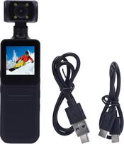 4K kūno kamera, HD Wi-Fi, 180 laipsnių pasukamas objektyvas, rankinė kamera su 1,3 colio HD ekranu, LED šviesa, APP, skirta lauko sporto kelionėms