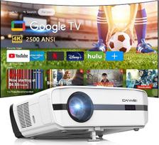 4K projektorius "Google TV" HDR10+, 2500 ANSI liumenų dienos šviesos namų kino projektorius su "WiFi" "Bluetooth" HDMI ARC, 35 W x 2, gilūs bosai, "Dolby Audio", "ToF" automatinis fokusavimas ir MEMC, idealiai tinka svetainei, žaidimams, lauke