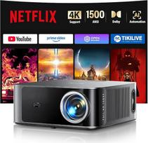 4K projektorius [suderinamas su "Netflix" ir "Dolby Audio"] "Toptro" 1300 ANSI išmanusis namų kino projektorius, 1080P FHD, dvigubas "Bluetooth" ir "WiFi", automatinio fokusavimo ir "Keystone" korekcijos dirbtinis intelektas, skirtas naudoti lauke ir mobi