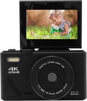 4K skaitmeninis fotoaparatas fotografavimui, 64MP UHD 18x priartinimas, automatinis fokusavimas, kompaktiškas skaitmeninis fotoaparatas su 3 colių atlenkiamu ekranu, vaizdo dienoraščio kamera kelionių fotografijai, vaizdo dienoraščiui