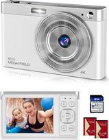 4K Ultra HD mini vaizdo kamera 50MP 2, 88 colių LCD įkraunamas studentų kompaktiškas fotoaparatas su 16x skaitmeniniu priartinimu "YouTube" vaizdo dienoraščio kamera vaikams, suaugusiesiems, pradedantiesiems (sidabrinė)