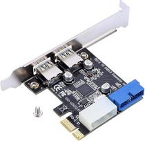 5Gb/s PCI-E į USB 3.0 išplėtimo kortelė, 2 prievadų USB 3.0 kortelė PCIe Express kortelės adapteris su 19PIN, skirtas XP 32/64/7/8 ir kt.