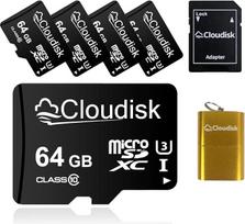 5 pakuotės 64GB talpos "Micro SDXC" atminties kortelė su pilno dydžio adapteriu ir kortelių skaitytuvu, UHS-I, U3, 10 klasė, didmeninė prekyba