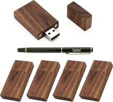 5 pakuotės stačiakampio riešutmedžio medienos 2.0/3.0 USB Flash Drive USB diskas atminties kortelė su medine (2.0/32GB)