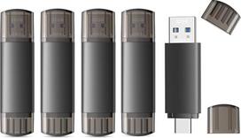 5 USB atmintinių 32GB 3.0 USB C atmintinė 3.0 Mini USBC atmintinė Metalinė atmintinė "2-in-1" 32GB didelės spartos 3.0 flash diskas, suderinamas su "Android iPhone" "Linux" nešiojamuoju kompiuteriu Juoda