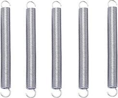 5 vnt. 0,6 mm skersmens vielos, 5 mm išorinio skersmens, 70-120 mm ilgio, nerūdijančio plieno prailgintuvas su dviguba kablio įtempimo spyruokle (80 mm)