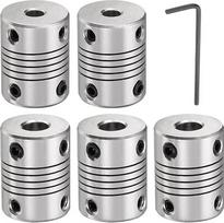 5 vnt. aliuminio lydinio veleno jungtis nuo 5 mm iki 7 mm lanksčios jungties variklio jungties žingsninio variklio jungtis, skirta CNC mašinoms ir 3D spausdintuvams (L25xD19)