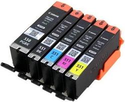 5 x originalios "Canon" nustatymų kasetės 5 rašalo kasečių rinkinys su mikroschema PGI-550 CLI-551 rašalo kasetės, skirtos "Canon PIXMA" spausdintuvui IP7200 serijos IP7250 IP8700 serijos IP8750 IX6850 MG5400 serijos MG5420