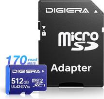 512GB LT100 microSDXC UHS-I atminties kortelė su adapteriu - iki 170MB/s, C10, U1, V10, Full HD, A1, Micro SD kortelė išmaniesiems telefonams, planšetiniams kompiuteriams, fotoaparatams, žaidimų konsolėms ir dronams (pakuotė po 1 vnt.)