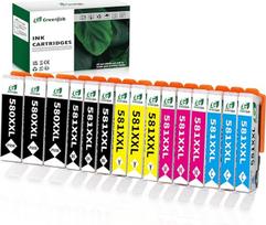580XXL 581XXL rašalo kasetės, skirtos "Canon 580 581 Multipack XXL", suderinamos su "Canon Pixma TS6150 TS705 TR7550 TS8150 TS8250 TS8251 TR8500 TR8550" (PGBK juoda, žydra, žydra, purpurinė, geltona, 15 pakuočių)