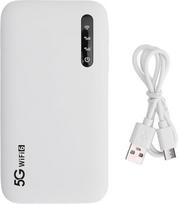 5G WiFi 6 Mobilusis Hotspot didelis greitis 6100 mAh Nešiojamasis maršrutizatorius su SIM kortelės lizdu, skirtas telefonui, planšetiniam kompiuteriui, baltos spalvos