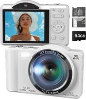 5K 80MP Digitalkamera Kamera, Digital Kamera für Vlog mit WLAN, 2.8" Kompakte Kamera für Anfänger, 18X Digitalzoom, Autofokus, mit 64GB Karte, 2 Akkus, Fotoapparat für YouTube Anfänger Erwachsene