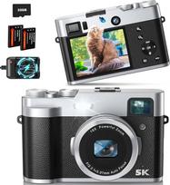 5K skaitmeninis fotoaparatas su dvigubu objektyvu 48MP fotoaparatas Skaitmeninis fotoaparatas su vaizdo ieškikliu Automatinio fokusavimo blykstė Šviesa Selfie fotoaparatas Kompaktiškas fotoaparatas su 32G kortele ir įkrovikliu Vaizdo dienoraščio kamera Fo