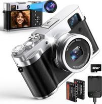 5K skaitmeninis fotoaparatas, NEZINI 48MP fotoaparatas Skaitmeninis fotoaparatas su dvigubu objektyvu, Vlogging fotoaparatas su 32G kortele / vaizdo ieškikliu / 2,8 colių ekranu, skaitmeninis kompaktiškas fotoaparatas Selfie fotoaparatas pradedantiesiems,