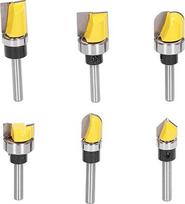 6 dalys Flush Router Bits 6 mm kotas volframo karbido Kickback nemokamai PTFE dengtos įvairių formų medienos apdirbimo ir vyrių juostos
