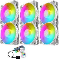 6 x Ventiliatorius White LED ARGB Spalvingas kompiuterio korpuso 120 mm ventiliatorius White Hub LED RGB su nuotolinio valdymo pulteliu AURA SYNC 3 PIN tylus didelis oro srautas staliniam kompiuteriui vėsinti