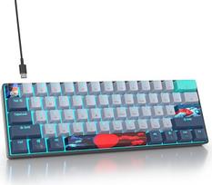 60 % procentų klaviatūra, laidinė mini mechaninė žaidimų klaviatūra su lediniu mėlynu LED apšvietimu, 61 "Anti-Ghosting" klavišas, amerikietiška QWERTY, skirta kompiuterio biurui, žaidimams (61 Shark)
